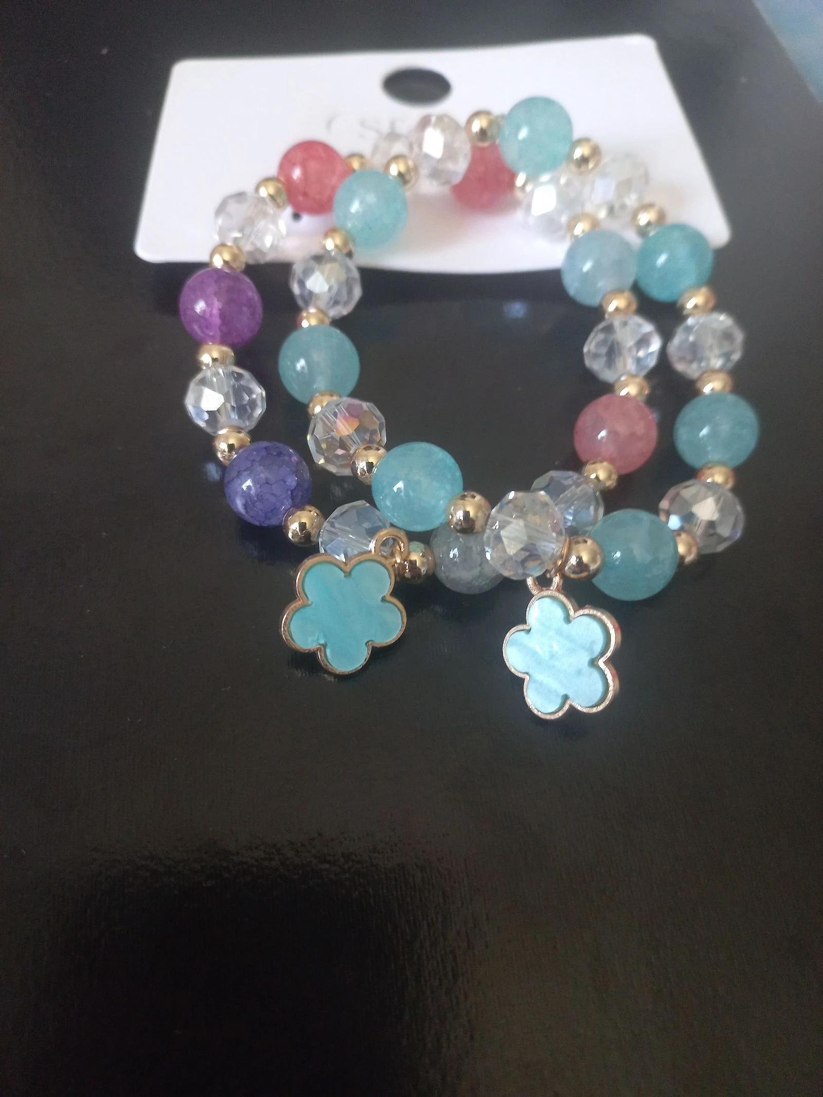 Conjunto de 2 pulseras con abalorios azules – photo 2